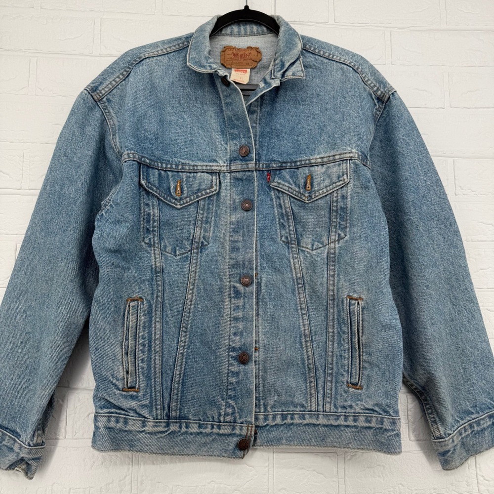 VTG 80s 90s Levis USA Light Wash Denim Trucker Jacket Oversized XL Streetwear - Picture 1 of 6